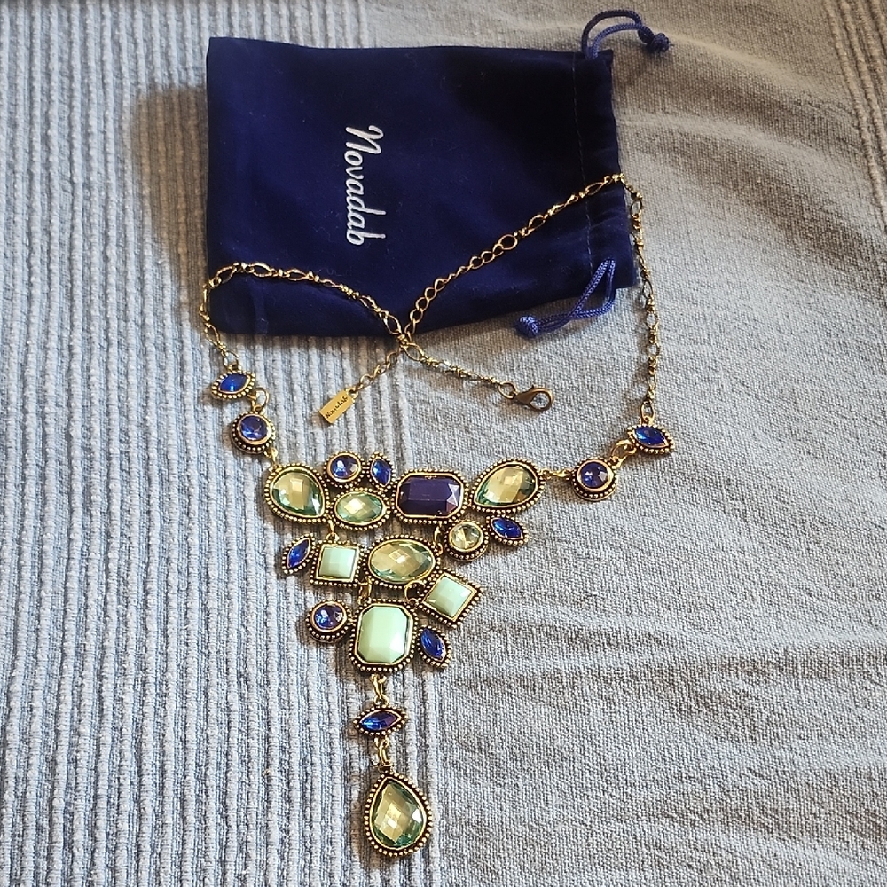 Gold and Blue Gemstone Necklace
